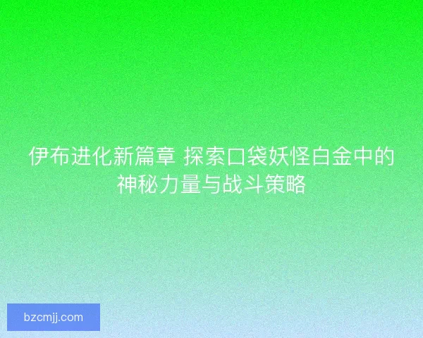 伊布进化新篇章 探索口袋妖怪白金中的神秘力量与战斗策略
