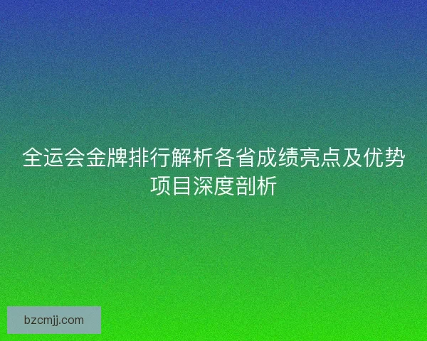 全运会金牌排行解析各省成绩亮点及优势项目深度剖析