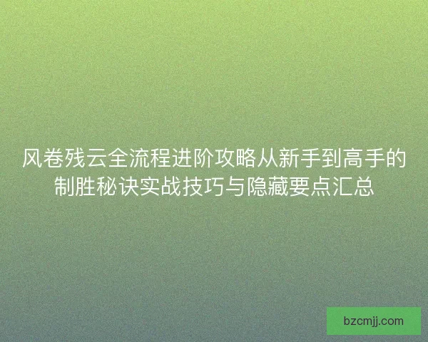 风卷残云全流程进阶攻略从新手到高手的制胜秘诀实战技巧与隐藏要点汇总