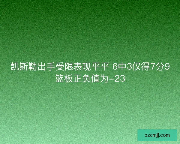 凯斯勒出手受限表现平平 6中3仅得7分9篮板正负值为-23