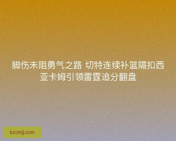 脚伤未阻勇气之路 切特连续补篮隔扣西亚卡姆引领雷霆追分翻盘