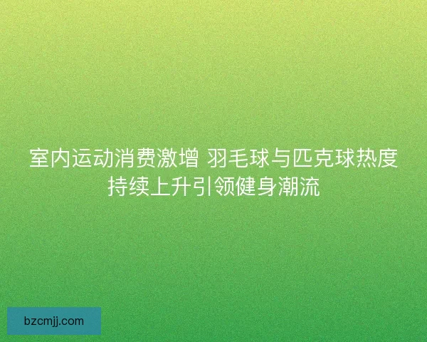 室内运动消费激增 羽毛球与匹克球热度持续上升引领健身潮流