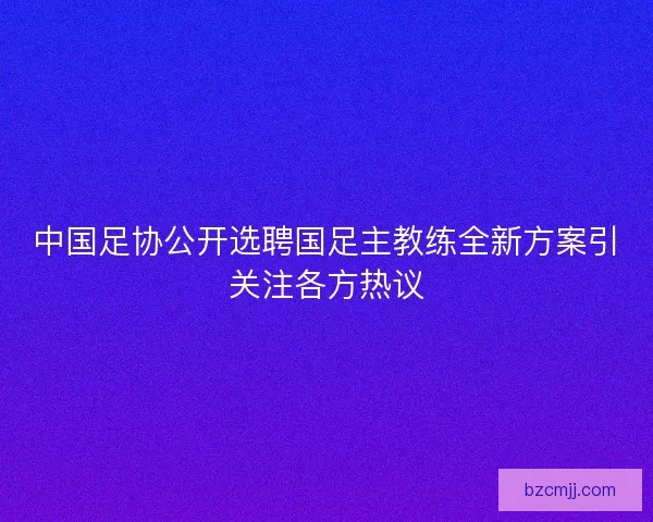 中国足协公开选聘国足主教练全新方案引关注各方热议