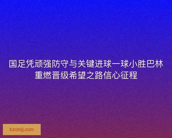 国足凭顽强防守与关键进球一球小胜巴林重燃晋级希望之路信心征程